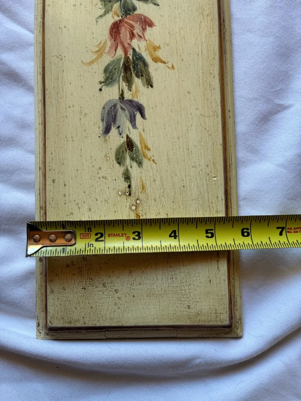 Italian Hand Painted Floral Wood Panel Yellow Multicolor Large TROMPE L'OEIL